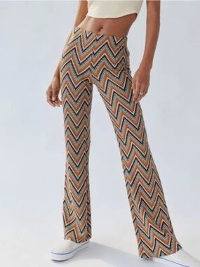 Urban outfitters bryn flare zip zag pants